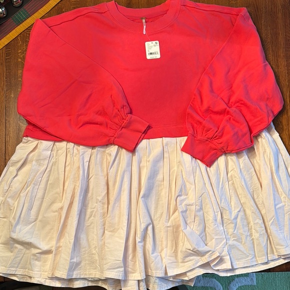 Free People Eleanor Size XL, Watermelon Wedge Two-Tone Dress - Picture 5 of 8